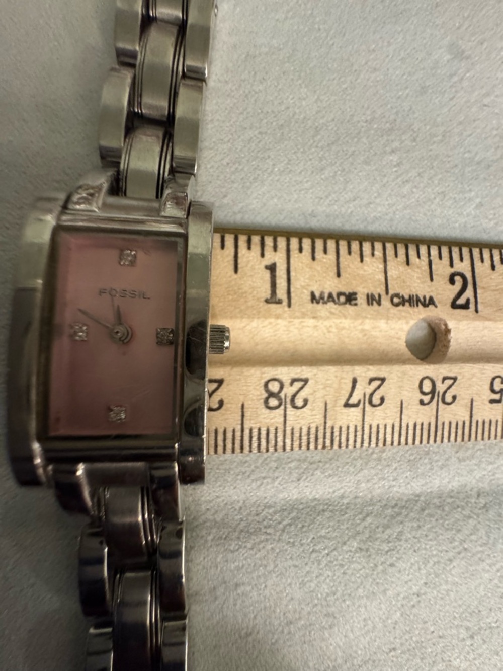 Fossil Silver-Tone Rectangular Bracelet Watch New Battery. Works - Picture 8 of 15